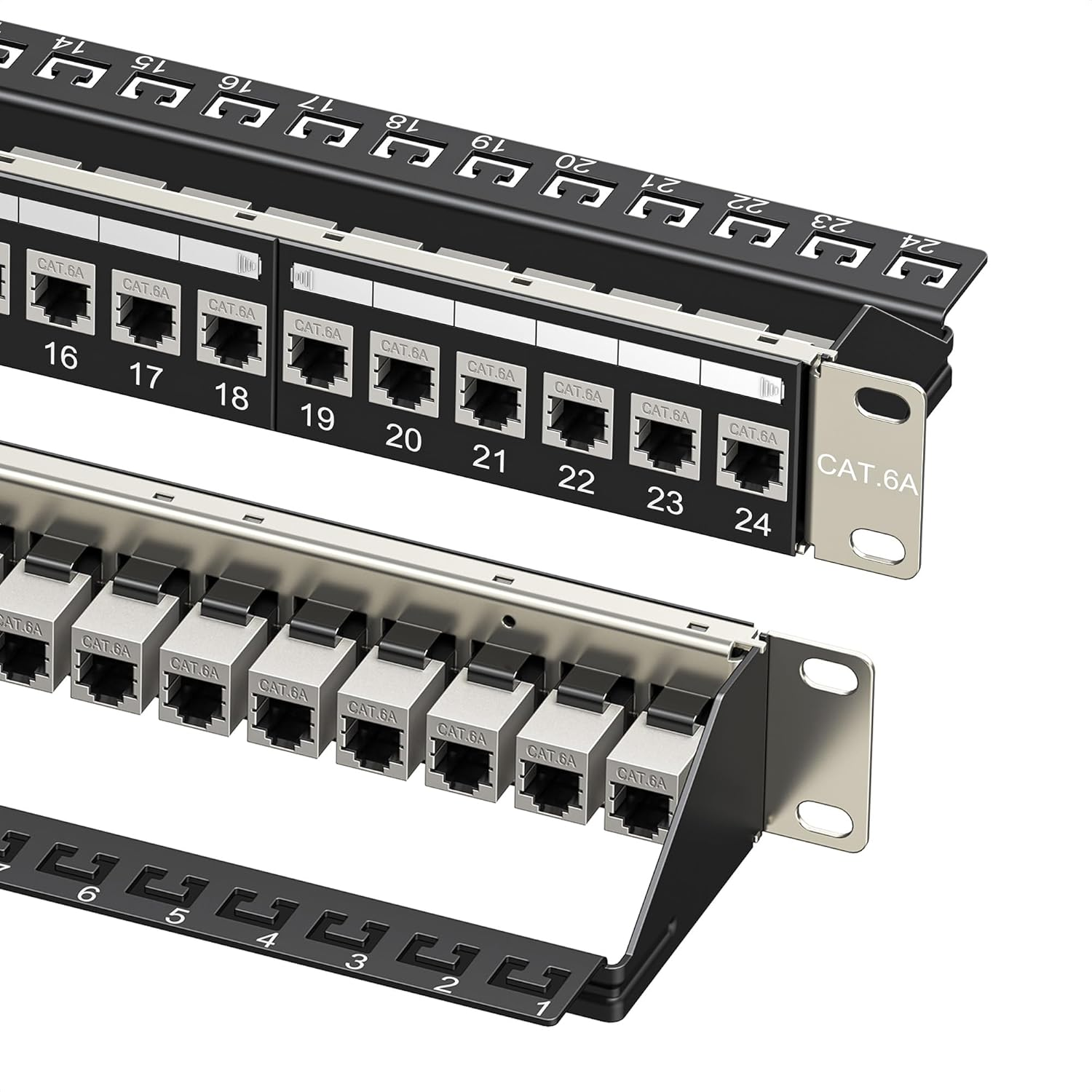 Cable Matters 1U 19-Inch 24-Port 10Gbps Cat6A Ethernet Patch Panel with Inline Keystone and Cable Management Bar, Rackmount or Wall Mount RJ45 Patch Panel image number 4