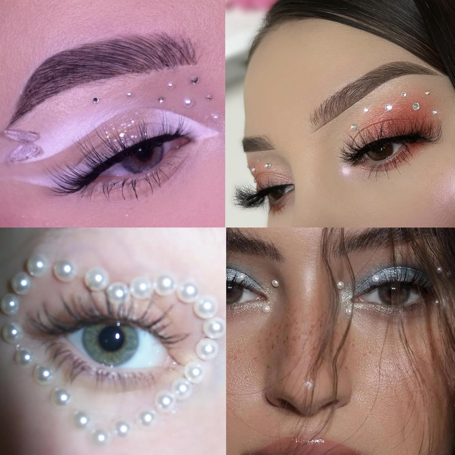 Face Gems Rhinestones Pearl Gem Stickers Self Adhesive Face Jewels Glitter Kit Hotfix Nail Hair Jewellery Rhinestone Stickers Body Glitter Bedazzling Art for Women DIY Festival Makeup Eye Body Nail image number 6