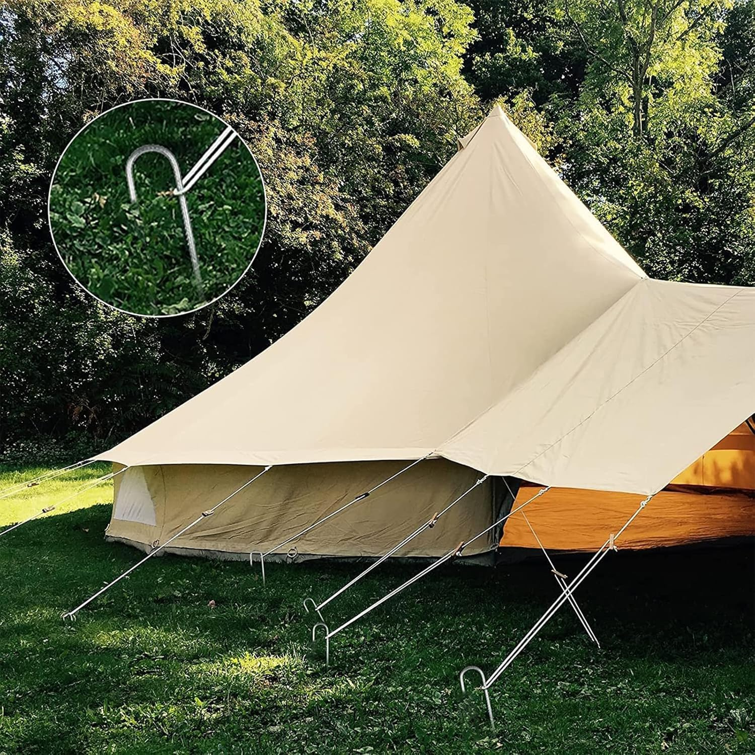 6Pcs12 Inch/30Cm Rebar Ground Tent Stakes Galvanised Ground Anchor, Tent Pegs, Ground Anchor, Ground Pegs, Tent Nails, Building Anchor, J-Shaped for Fence, Tents, Canopies, Shed, Swing, J-Shape image number 1