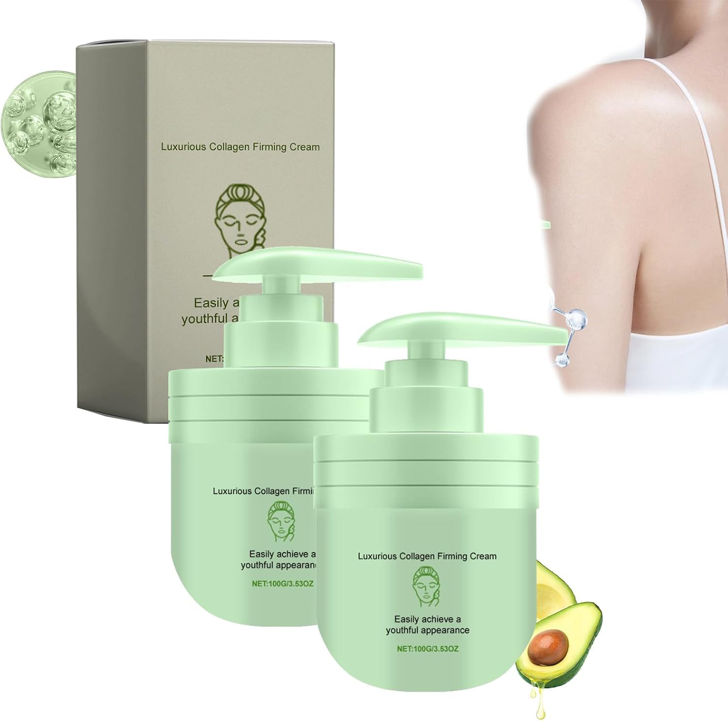 Luxurious Collagen Firming Cream, Collagen Lotion for Skin Tightening Body, Sculpt and Tone Arm Cream, Moisturizer Face Lotion & Body Cream, Anti-Wrinkle Firming Multi-Purpose Cream (3 Pcs)
