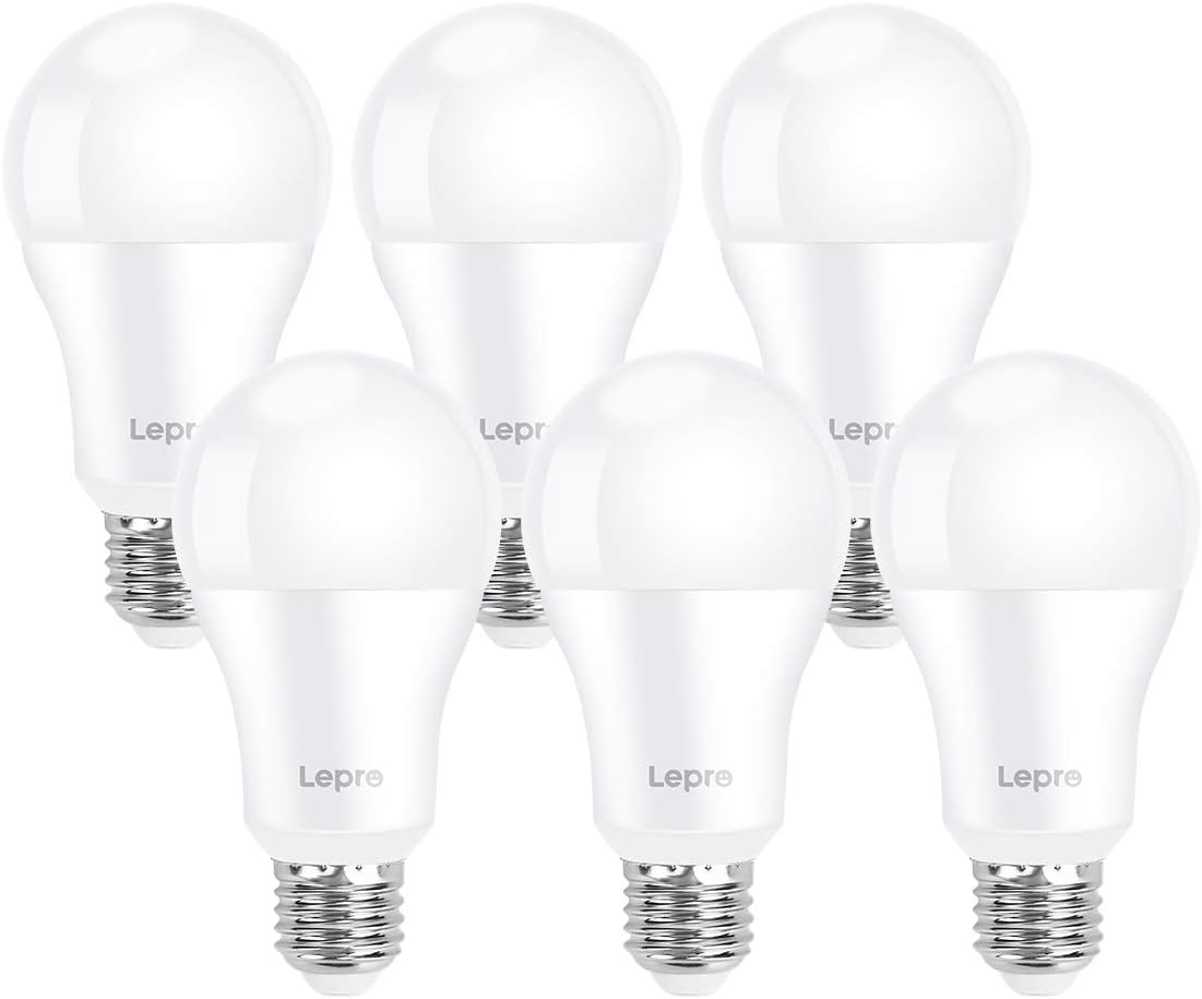 Lepro E27 Screw Bulbs 100W Equivalent, Cool White 6500K, 13W 1520Lm Super Bright E27 LED Bulbs, GLS Energy Saving Edison Lightbulb, Non-Dimmable, Pack of 6