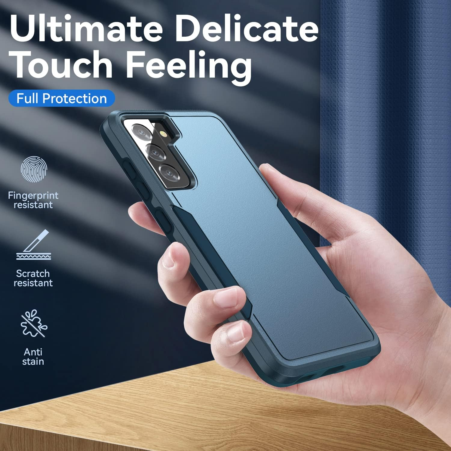 Asuwish Phone Case for Samsung Galaxy S21 5G 6.2 Inch with Tempered Glass Screen Protector Cover and Slim Thin Hybrid Full Body Protective Dual Layer Back Cell Accessories S 21 21S G5 Women Men Blue - Blue image number 6