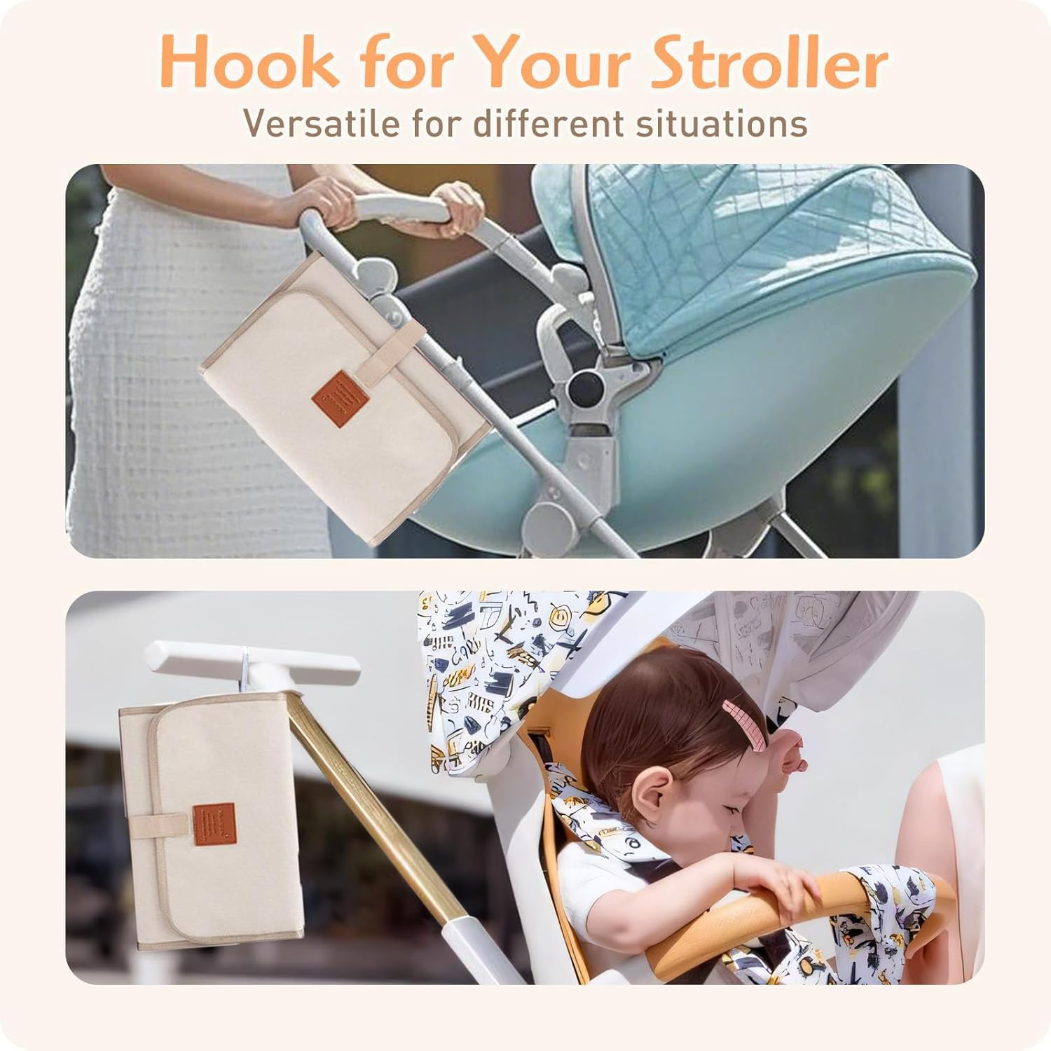 Changing Mat Portable - 1 Pcs Portable Changing Mat, Waterproof Foldable Baby Changer Pads, Machine Washable, Travel Baby Changer Pads for Moms and Dads (Ivory) image number 1