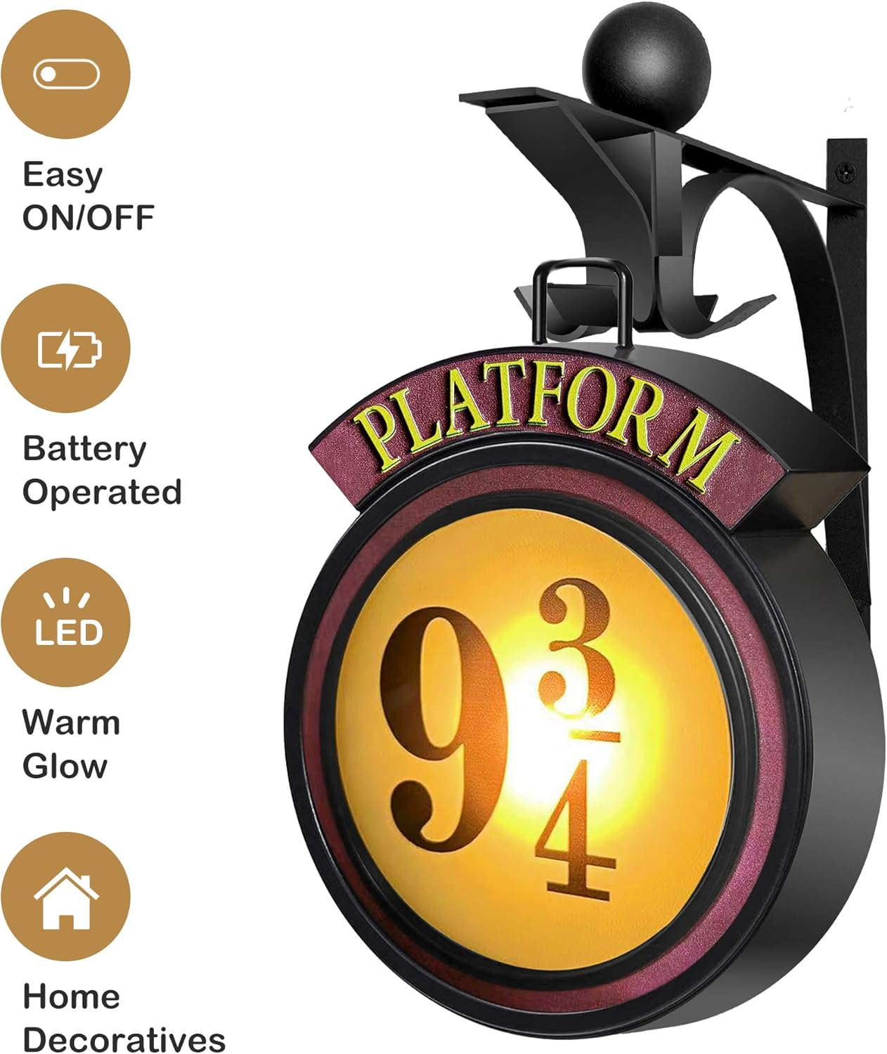 Harries Potter Hanging 9 3/4 Night Light Vintage 9 3/4 Sign Wall Lamp, Home Room Decor