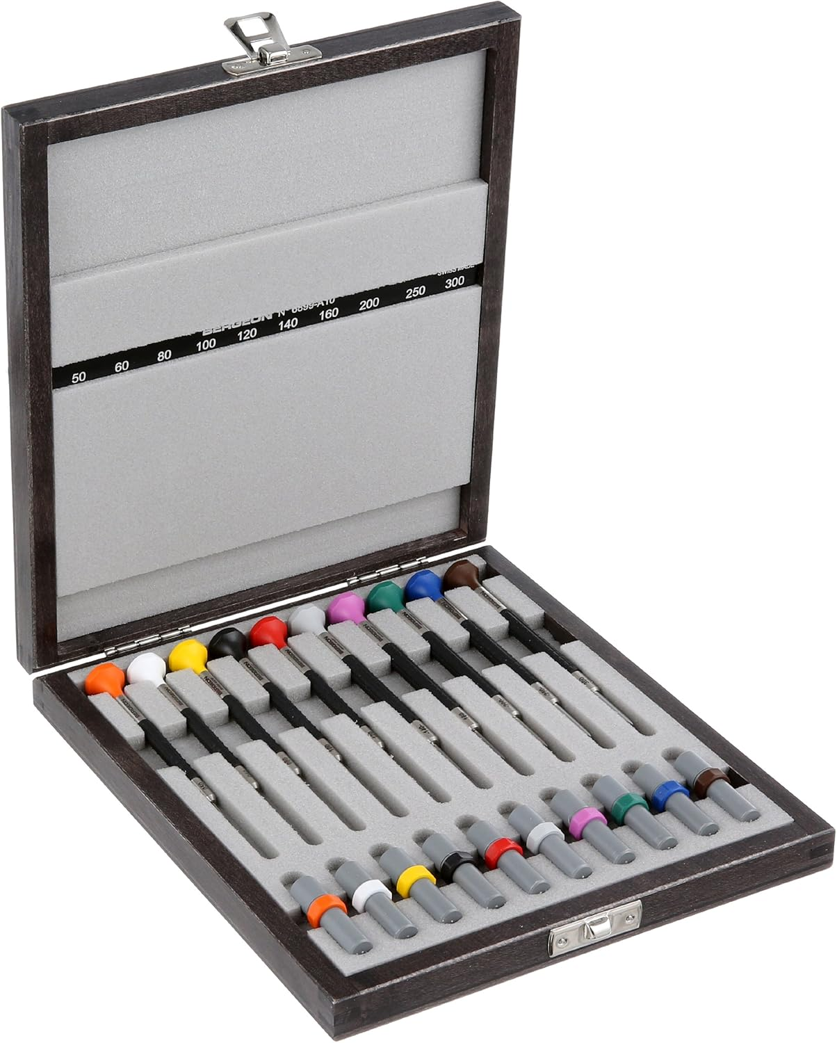 Bergeon 55-614 6899-A10 Ten Ergonomic Screwdriver Set with Spare Blades Watch Repair Kit, Multicolor, Modern image number 1