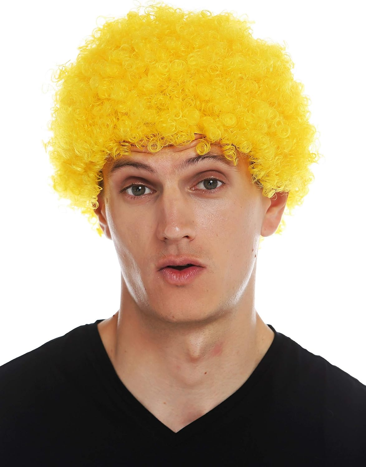 WIG ME up - MMAM-9M-K3070 Wig Carnival Men'S Women'S Clown Yellow Short Afro Kinky Curly Curly Head