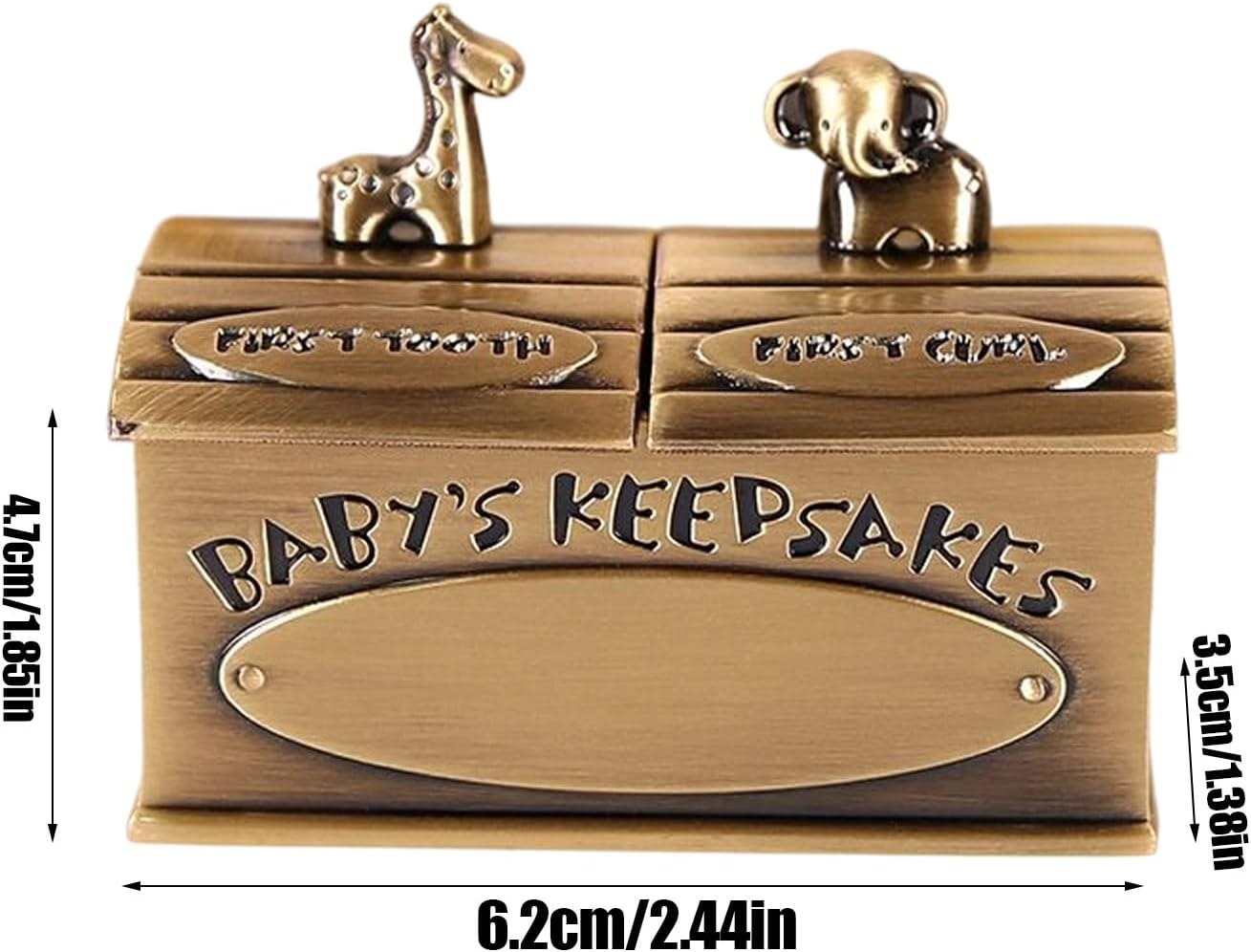 Tooth Keepsake Box - 6.2X3.5X4.7Cm Adorable Animal Design Teeth Keepsake Box Zinc Alloy - Luxurious Elegant Memory Tin for Children Toddler Girls Baby Kid Birthday Shower - Gold image number 4