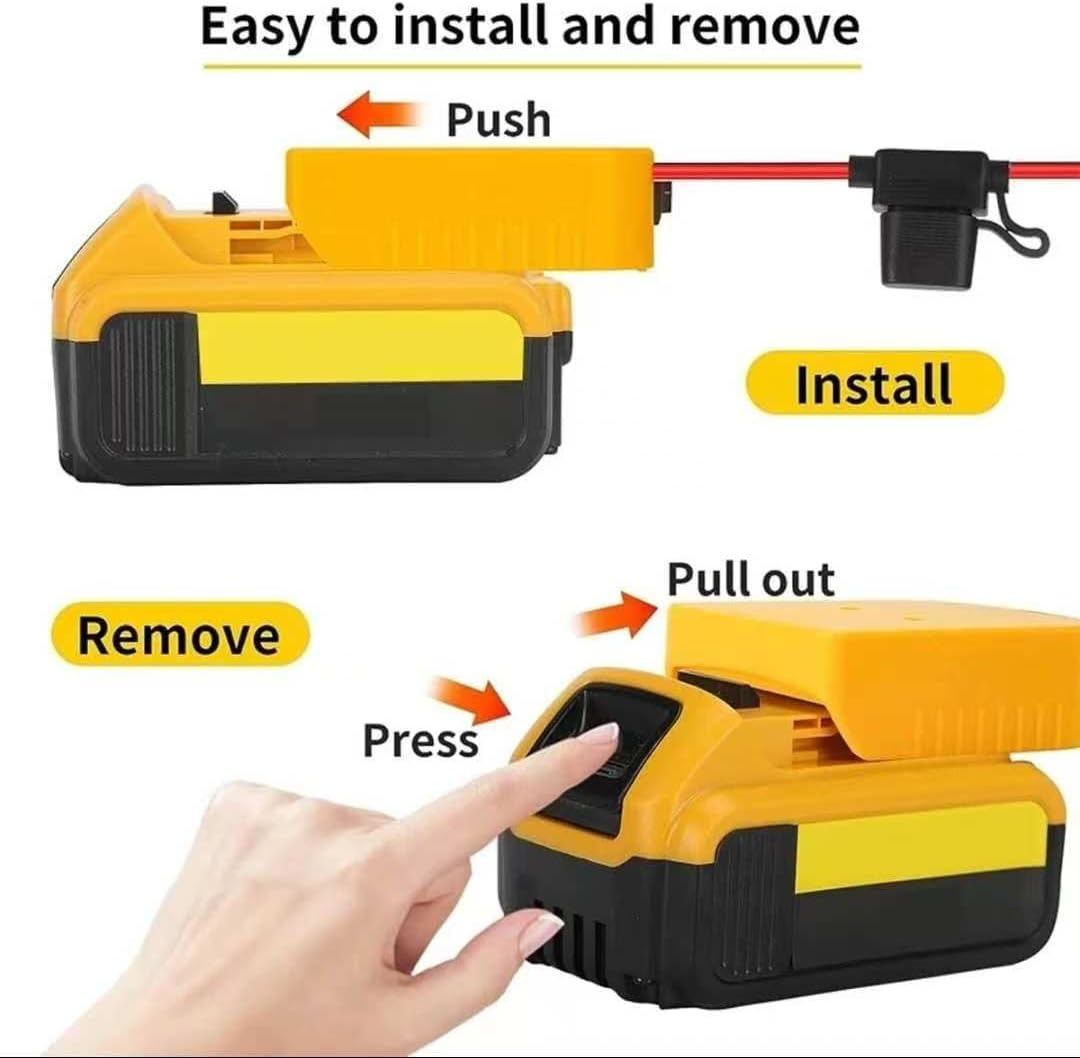 Power Wheels Adapter for Dewalt 20V MAX Battery with Switch & Fuse Protection 12AWG Wire, Inline Fuse Holder, 3&times;30A Fuses, Wire Connector Power for DIY RC Cars, Trucks and Toys DW image number 6
