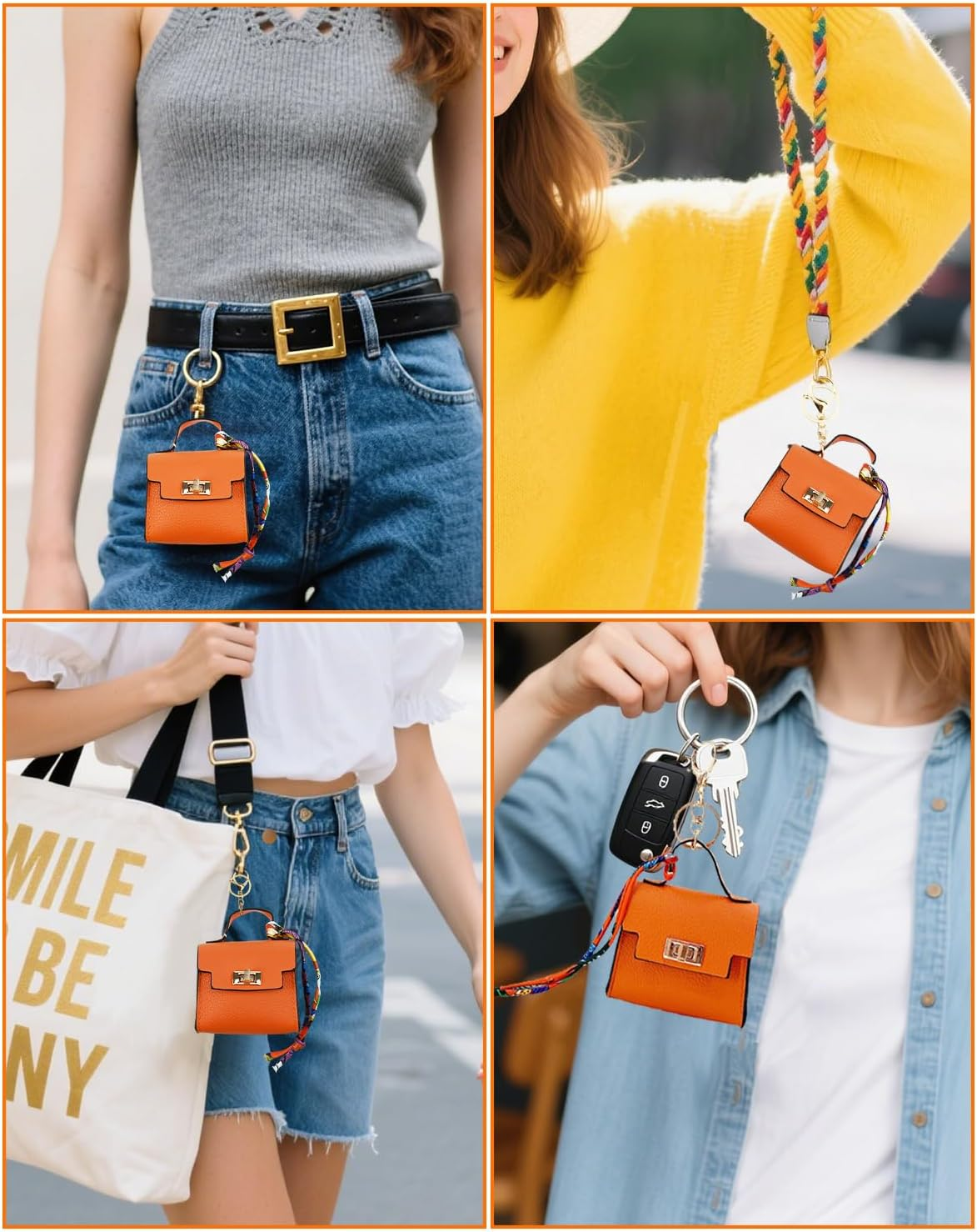 Mini Backpack Keychain Small Change Pouch Purse for Women, Cute Handbags Purse Charms Twist-Lock Key Headset Bag image number 2