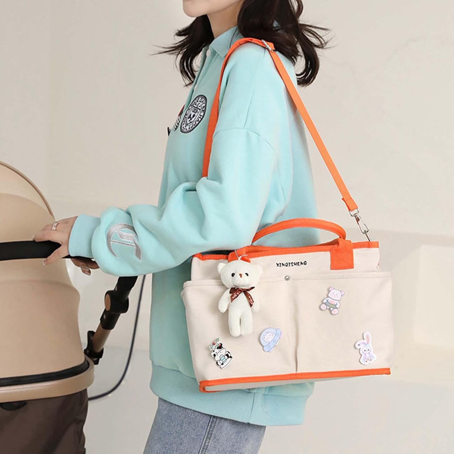 Satchel Bags for Women, Large Capacity Waterproof Purses, Multi Purpose Nursery Storage Tote, Lightweight Diaper Bag with Spacious Opening, Ideal for Women the Go - Blue image number 5