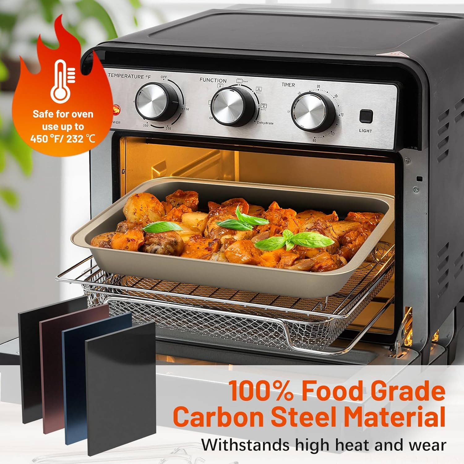 Casaculina Baking Pans Set, 5-Piece Nonstick Bakeware Sets with Round/Square Cake Pan, Muffin Loaf Roast Pan, Baking Sheets for Oven, Kitchen Cookware Sets Baking Tray Baking Supplies, Gold - Black image number 5