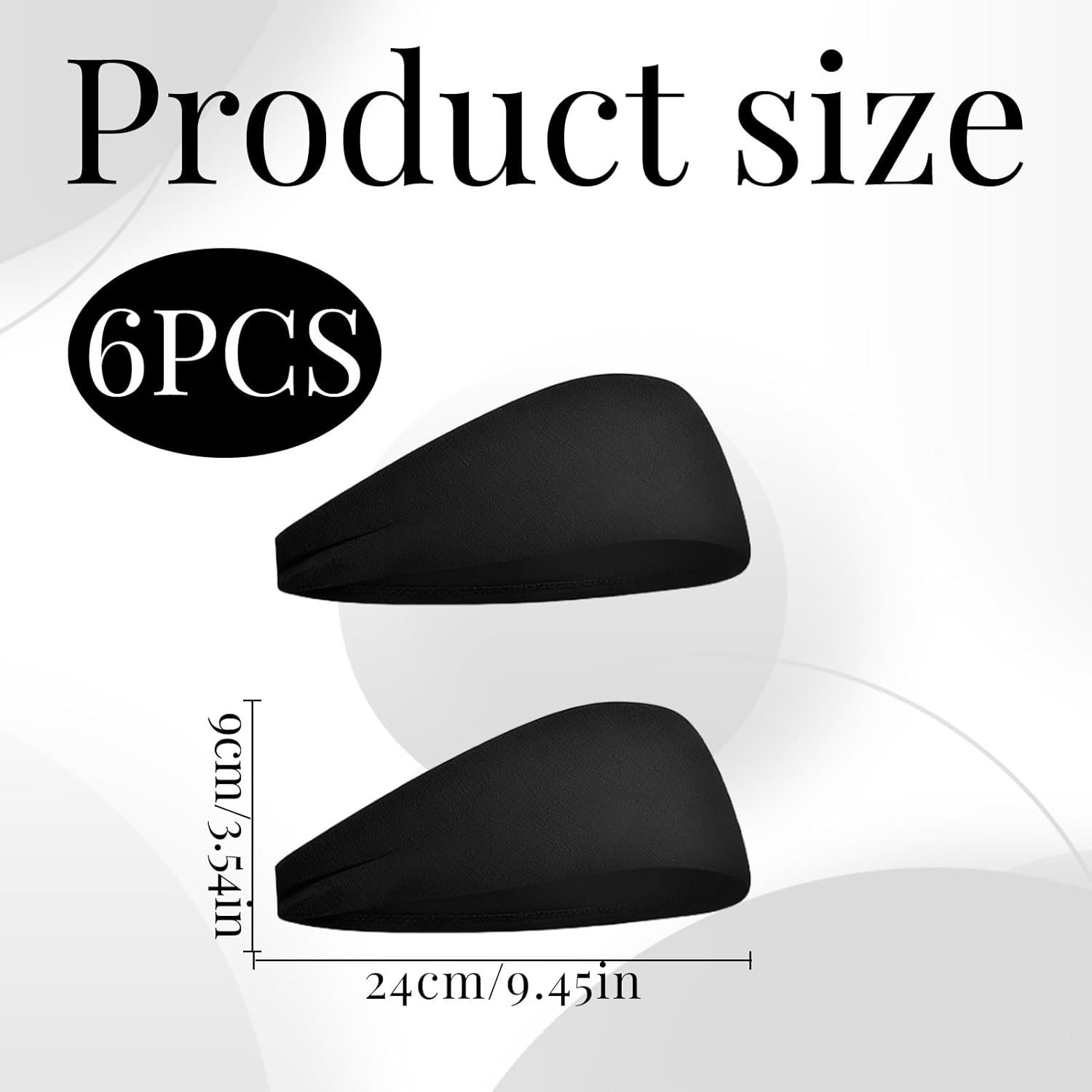 Headbands for Women and Men, 6 Pcs Sports Headband, Elastic Athletic Sweat Band, Hair Band for Men, Workout Headband, Non-Slip Wide Yoga Headband, Black Headband for Running, Cycling, Basketball image number 1