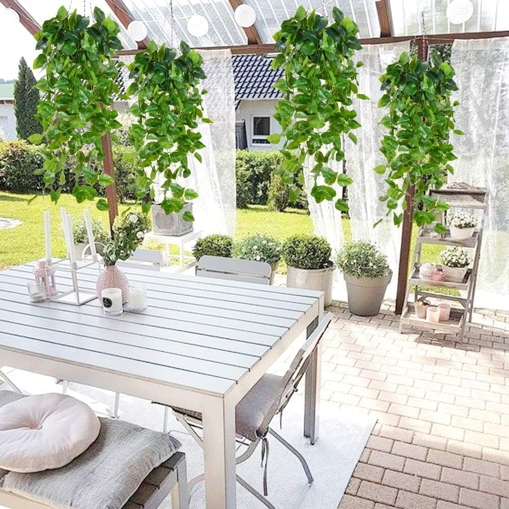 4Pcs Artificial Hanging Plants 3.6Ft Fake Ivy Vine Fake Ivy Leaves for Wall House Room Patio Indoor Outdoor Home Shelf Office Decor (No Baskets) image number 3