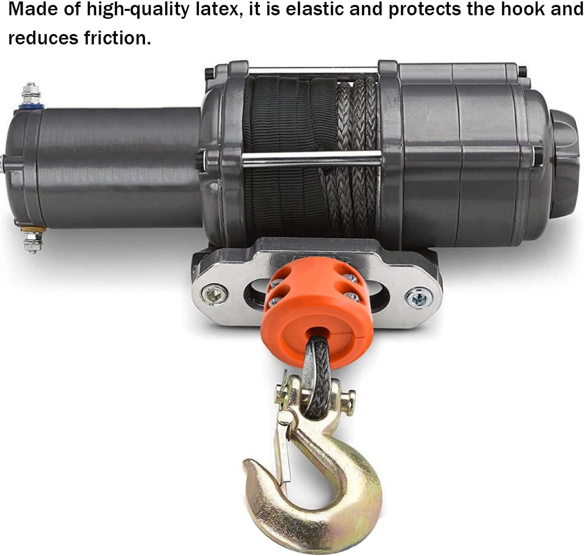 Car Rubber Winch Stopper for ATV UTV Truck, Cable Saver Hook Stopper Line for Synthetic Rope, Bump Shock Saver Dampener with Stainless Steel Screw and Nut, Quick Installation Tool (Orange) - Orange image number 5