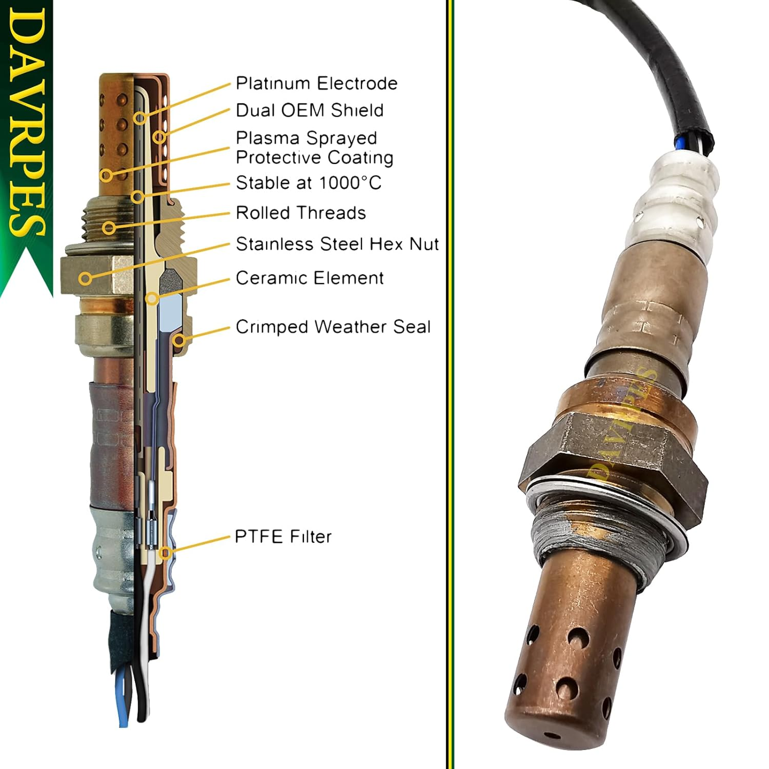 DAVRPES 36531-PND-A01 Oxygen Sensor O2 Sensor Pre-Cat Sensor for 2004-2007 Honda Integra 2.0L 4Cyl, for 2001-2006 Honda CR-V 2.4L 4Cyl Replace#36531Pnda01｜192400-1070｜1924001070 image number 4