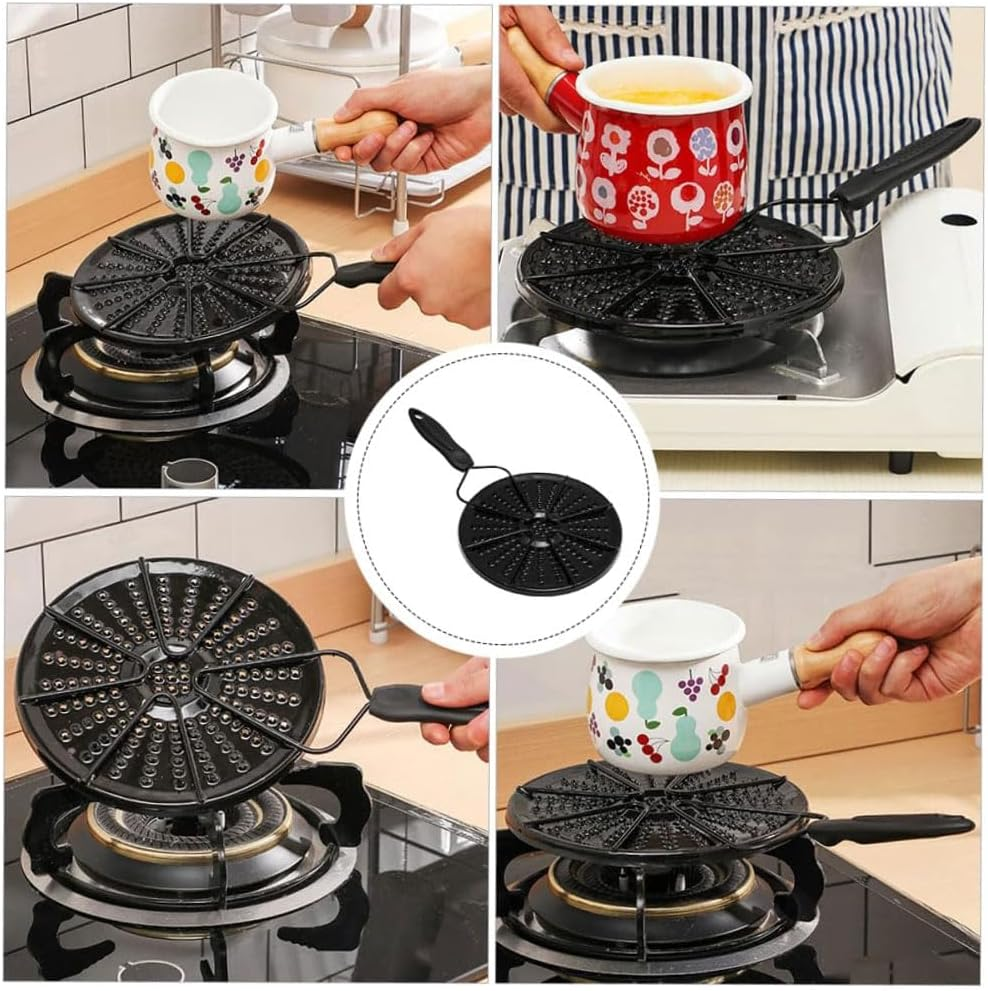 Heat Diffuser Plate for Gas & Electric Stoves, Cast Iron Thermal Conduction Plate, Even Heat Distribution, Non-Slip Handle, Ideal for Hot Pots, Milk, Simmering, and Stovetop Cooking image number 1