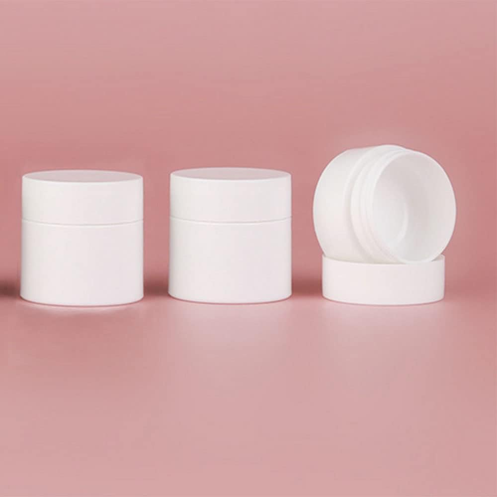 10 Pcs 50Ml White PP Plastic Scrub Face Cream Jar Container with Lids and Inner Empty Refillable Cosmetic and DIY Sample Containers Cases