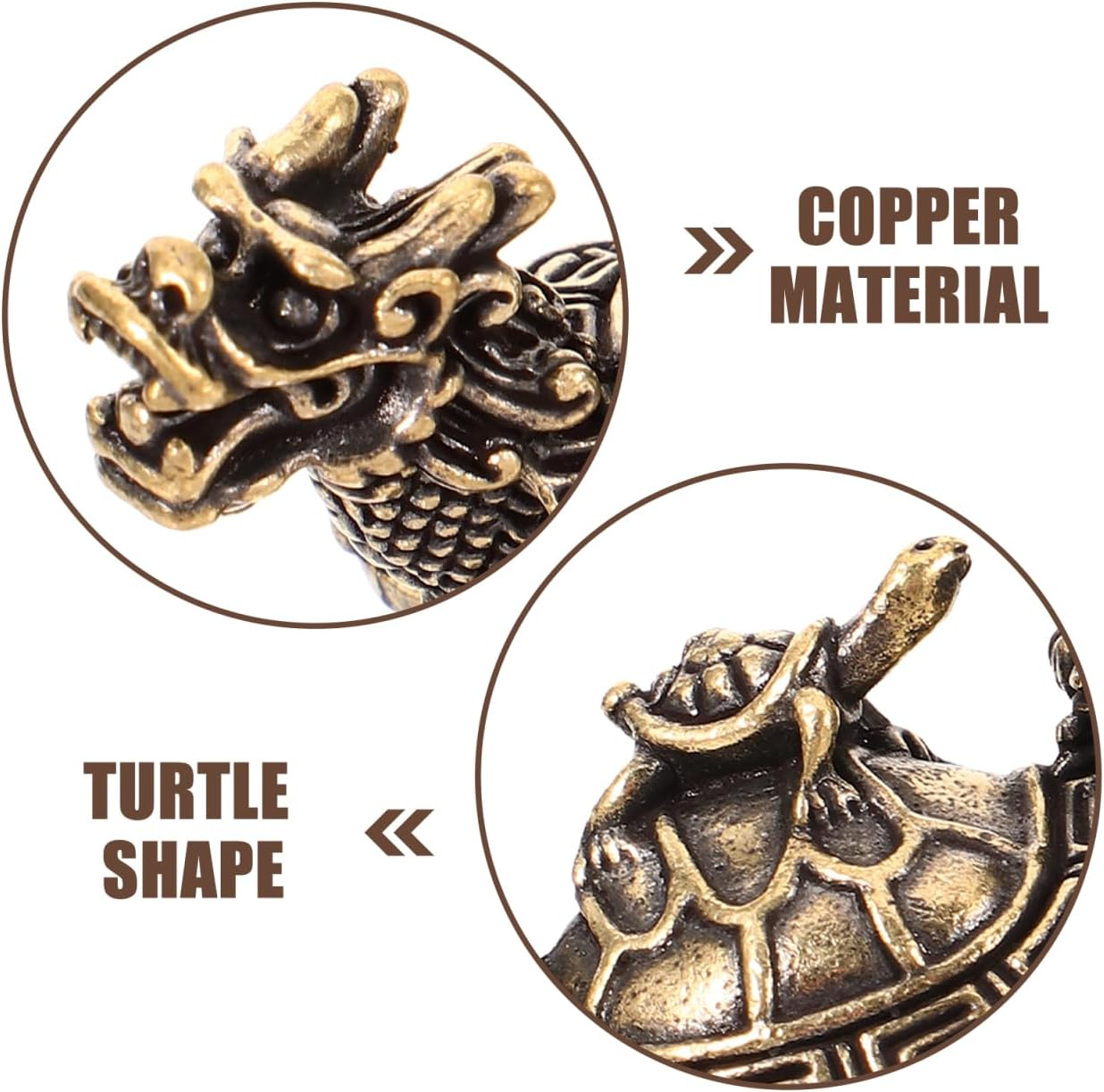 MUSISALY Copper Dragon Turtle Figurine Retro Design Desktop Decor for Home Office Metal Craft Ornament with Fine Workmanship Unique Feng Shui Decoration image number 2