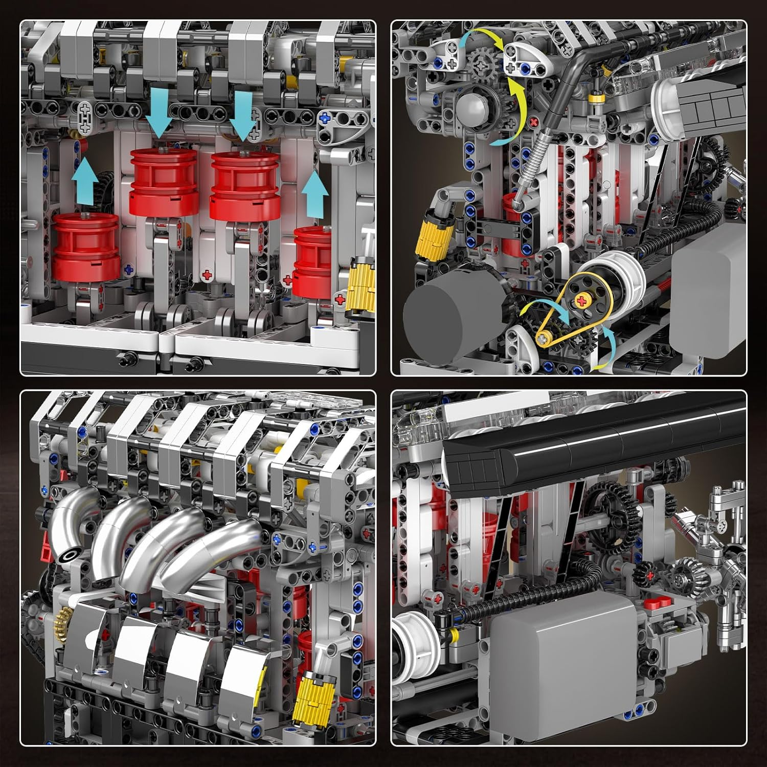 Mould King L4 Engine Building Kit - Build Your Own Engine Toy, Car Engine Replica, STEM Mechanic Engineering Model Construction for Teens 14+ Years (1787 Pcs)