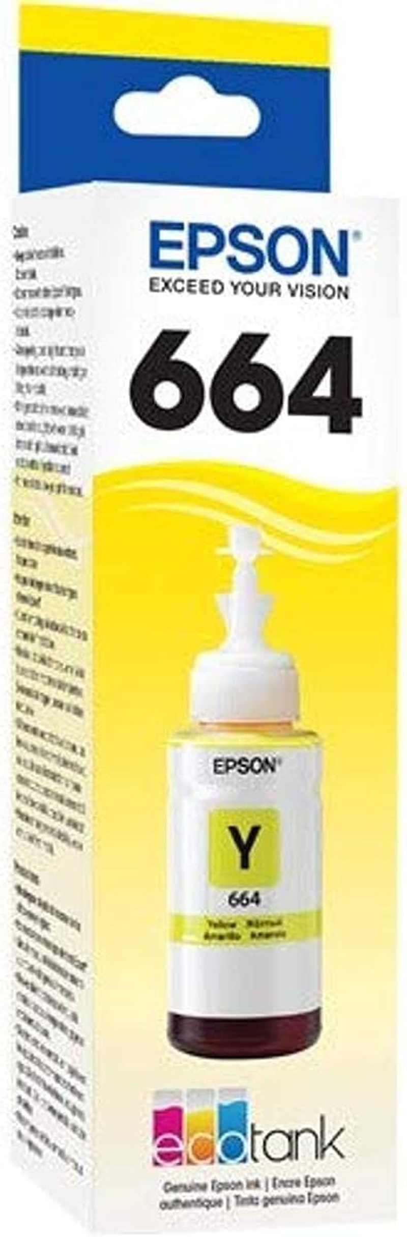 Epson T664 - Ecotank - Yellow Ink Bottle for Ecotank ET-16500, ET-2500, ET-2550, ET-2610, ET-2650, ET-3600, ET-4500, ET-4550, Single Pack, C13T664492
