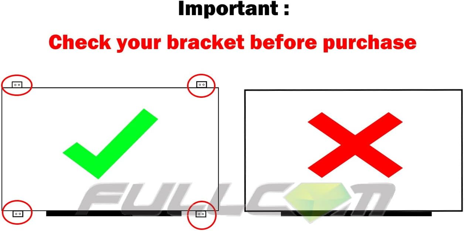 FULLCOM New LCD Replacement Screen HD 1366X768 (Non Touch) 15.6 Inch NT156WHM-N12 (With Brackets) 30 Pin Glossy for DELL INSPIRON 3543/3542 for Laptop/Display/Screen/Lcd Application image number 5