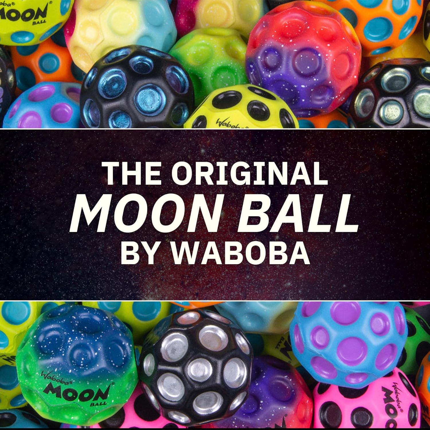 Waboba Moon Ball &ndash; Am H&ouml;chsten Springender Gummiball &ndash; Patentiertes Original-Design &ndash; Ballkrater Erzeugen Beim Aufprall EIN Knallendes Ger&auml;usch &ndash; Leicht Greifbar &ndash; Flummies F&uuml;r Kinder
