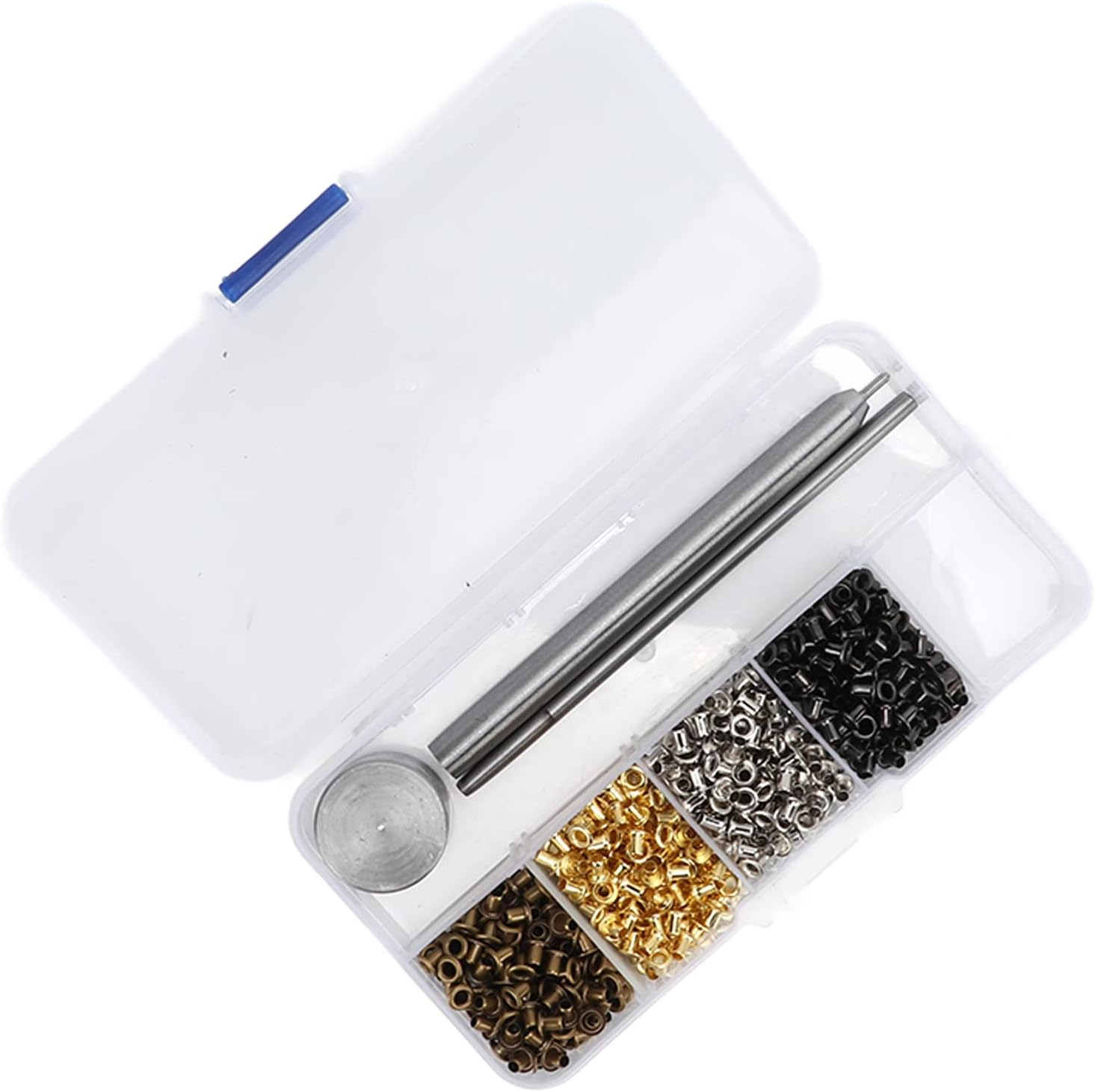 2Mm Plated Copper Metal Grommet Kit with Eye Buckles for Shoelaces, Beltsconvenient Grommets Set with Plastic Storage Box image number 2