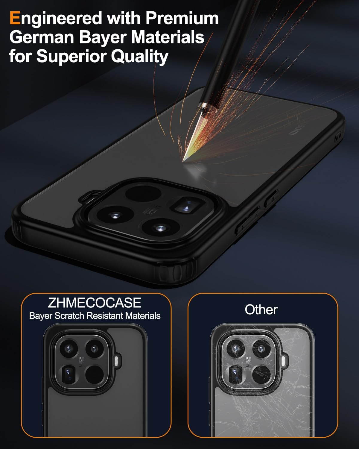 ZHMECOCASE Case for Xiaomi 15T Pro &ndash; [Matte Translucent] [Military-Grade Protection] [Ultra-Slim Hybrid Design] Shockproof Phone Cover (Black) image number 2