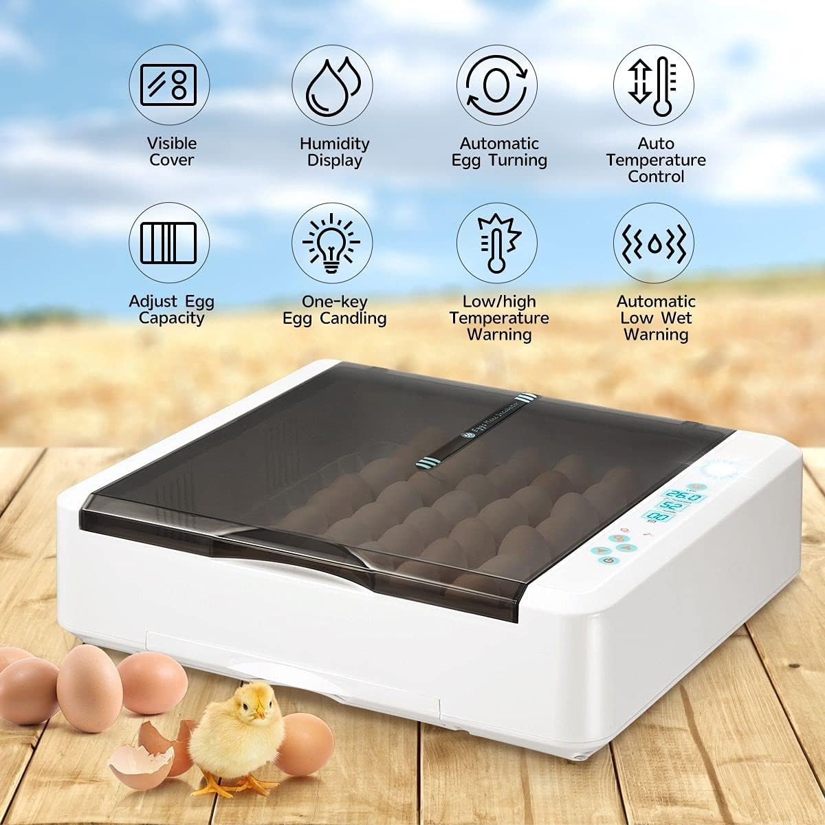 Digital Fully Automatic Egg Incubator 36-120 Eggs Poultry Hatcher Chicken Duck Bird Auto Turning image number 4