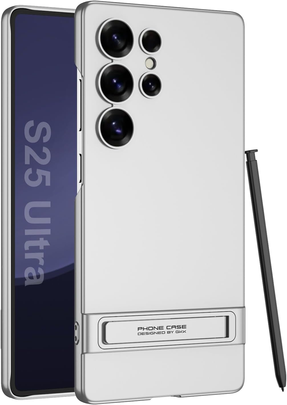 NINKI for Samsung Galaxy S25 Ultra Case Slim with Kickstand,3-Way Stand Ultra Slim Thin Hard PC Phone Cover for Samsung S25 Ultra Case with Stand for Men Women - Black