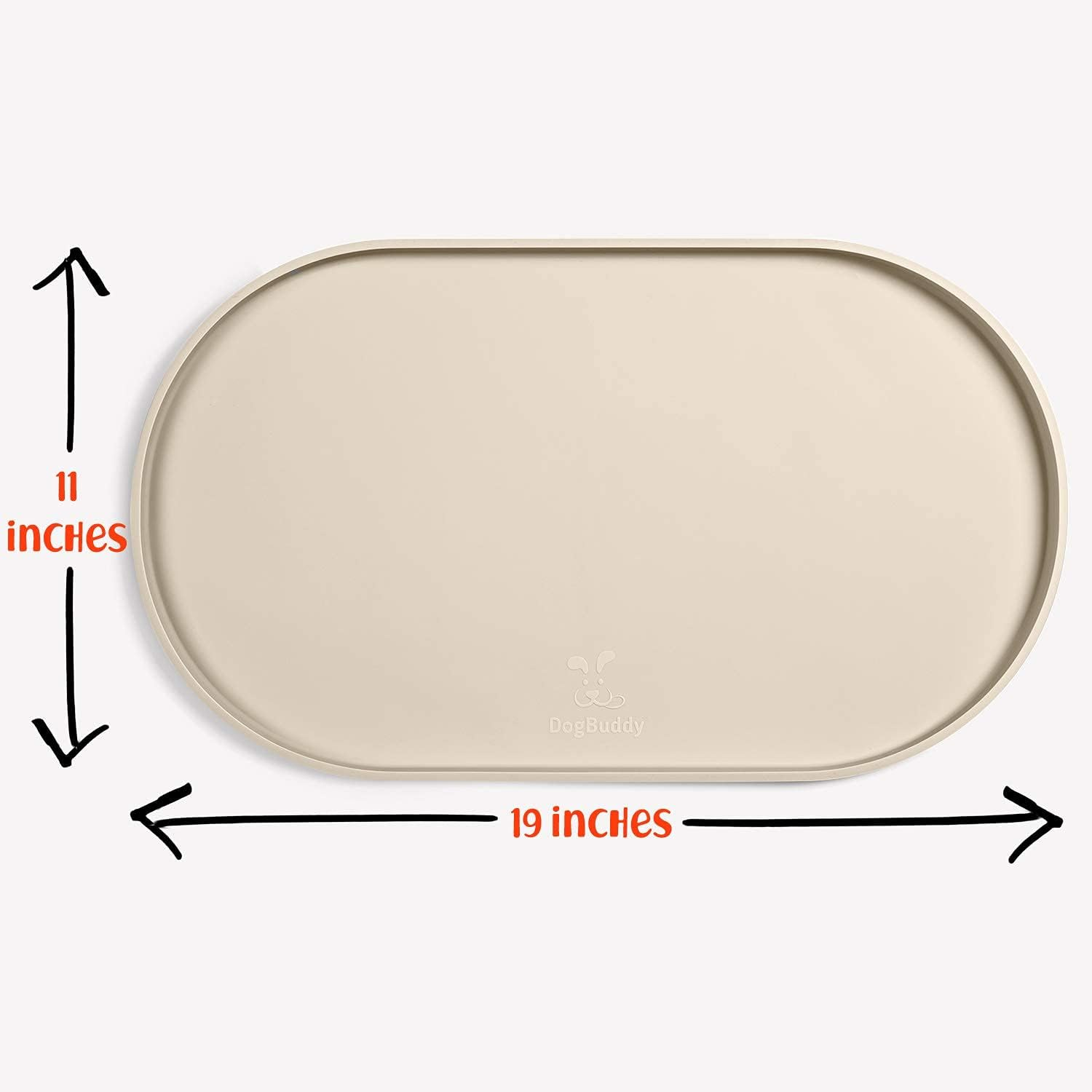 Dogbuddy Dog Food Mat, Small (19X11), Large (24X14), Nonslip Pet Food Mat, Silicone Dog Bowl Mat, Washable Dog Mat for Food and Water, Waterproof Dog Food Mats for Floors (Small, White Sand) image number 5