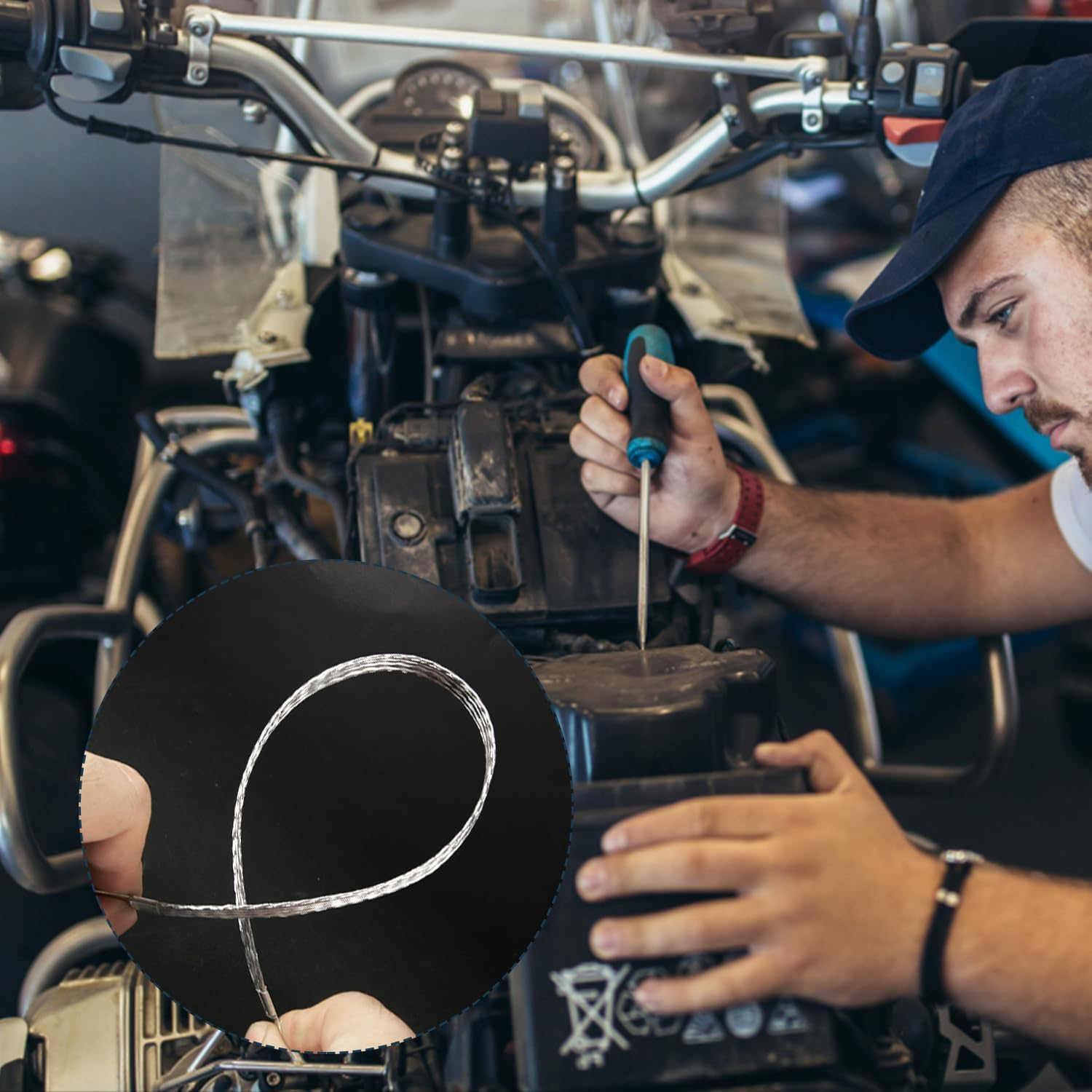 10Pcs Universal Automotive Ground Straps, 10/12 Inch Engine Ground Strap Kit Braided Copper Ground Straps Automotive Ground Strap Wire Ground Strap Connectors for Most Cars (Silver) image number 5