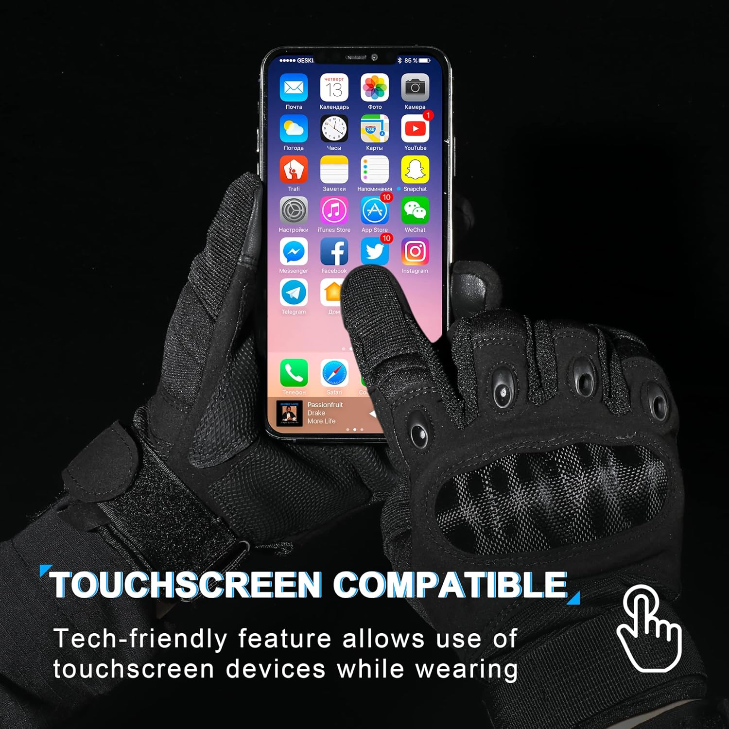 WTACTFUL Tactical Gloves for Men Touchscreen Airsoft Paintball Motorcycle Gloves image number 3