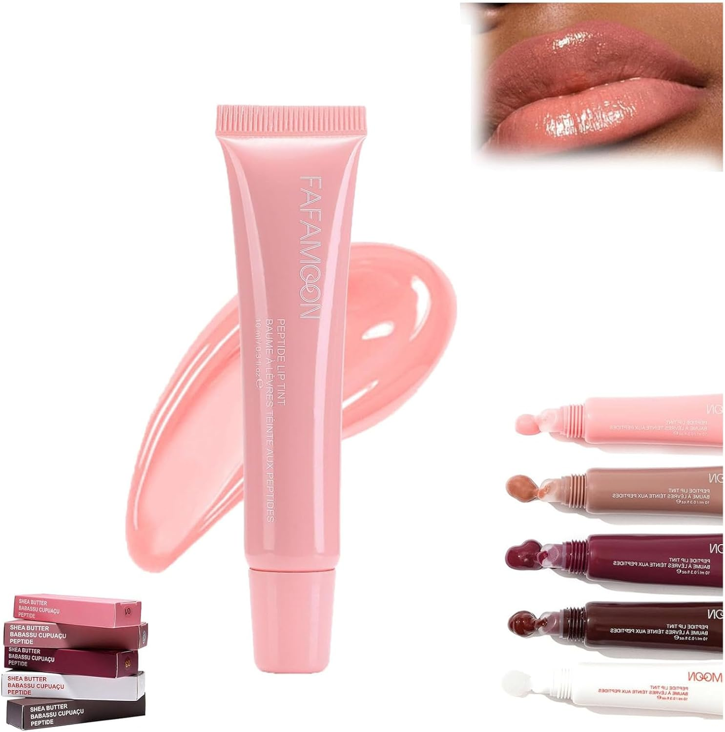 Long Lasting Lip Gloss, 5 Colors Lip Gloss, Peptide Lip Tint, Lip Tint, Lip Gloss, Lip Plumper Gloss, Nourishing Lip Care Oil Naturally Plump (D)