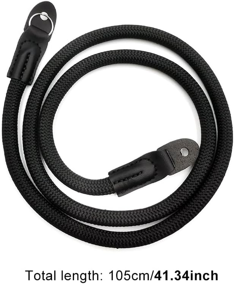 Camera Hand and Neck Shoulder Straps for DSLR Mirrorless Micro Single Cameras, Quick Release Wrist Strap with Safer Connector and Vintage Climbing Rope Strap for Secure Comfortable Carry(Color:Black.) image number 4