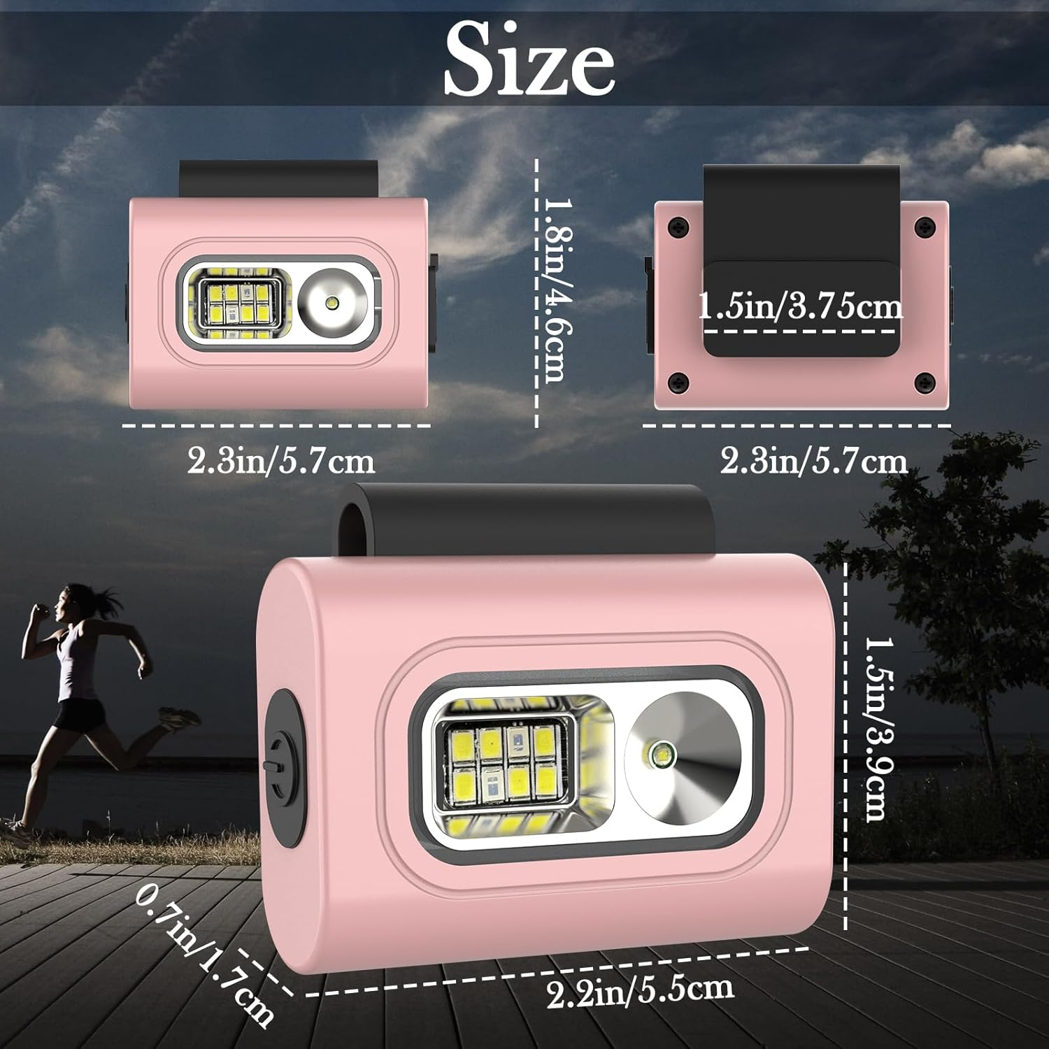 LED Running Flashlight, Geeric Flashlight Hands-Free Clip Magnetic 6 Modes Head Torch Rechargeable Lightweight Waterproof Headlight Portable Headlamp for Outdoor Adventures Night Fishing Repairworker - Grey image number 3