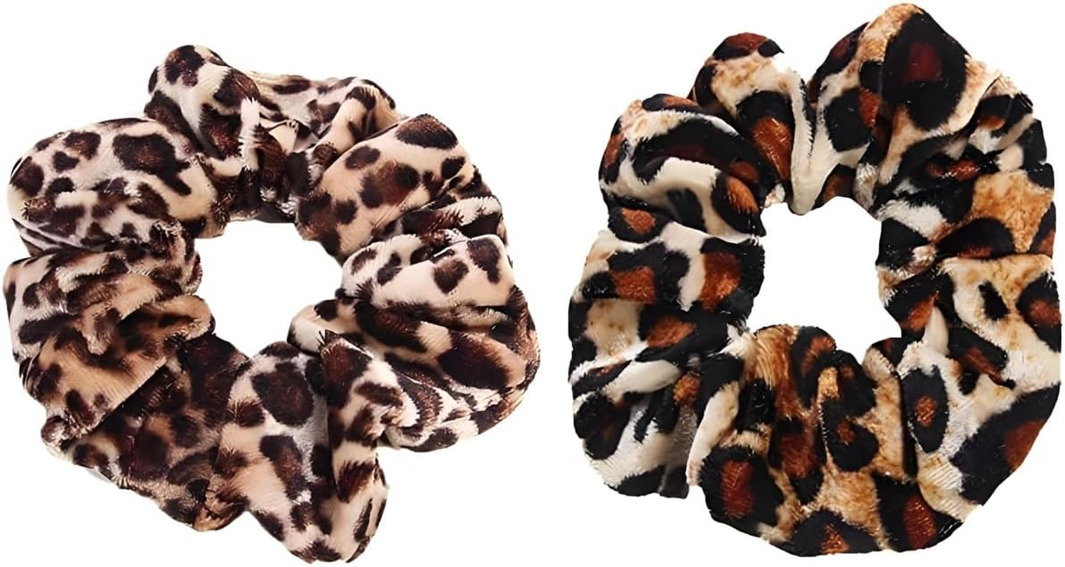 Set of 2 Leopard Print Velvet Hair Bobbles with Premium Elasticity - Fashion Accessories for Updo and Everyday Use (Skin-Friendly) image number 6