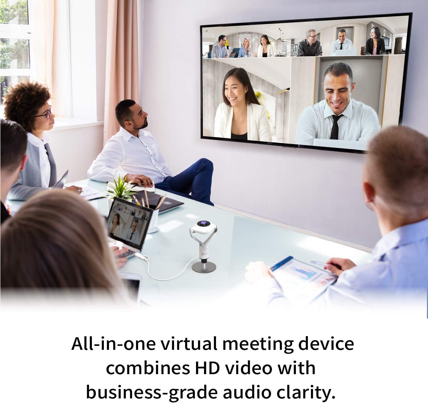 J5Create 360 Degree All around Meeting Webcam - 1080P HD Video Conference Camera with High Fidelity Microphone, USB-C | for Video Conferencing, Online Classes, and Collaboration (JVCU360) image number 1