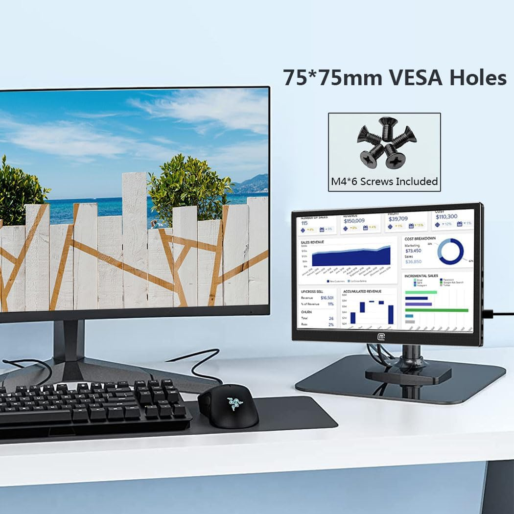 13.3 Inch USB C Portable Monitor, 1080P Mobile Screen with Dual Type-C Mini HDMI, Lightweight, HDR, Narrow Bezel for Laptop PC Phone Mac Surface Game Console image number 5