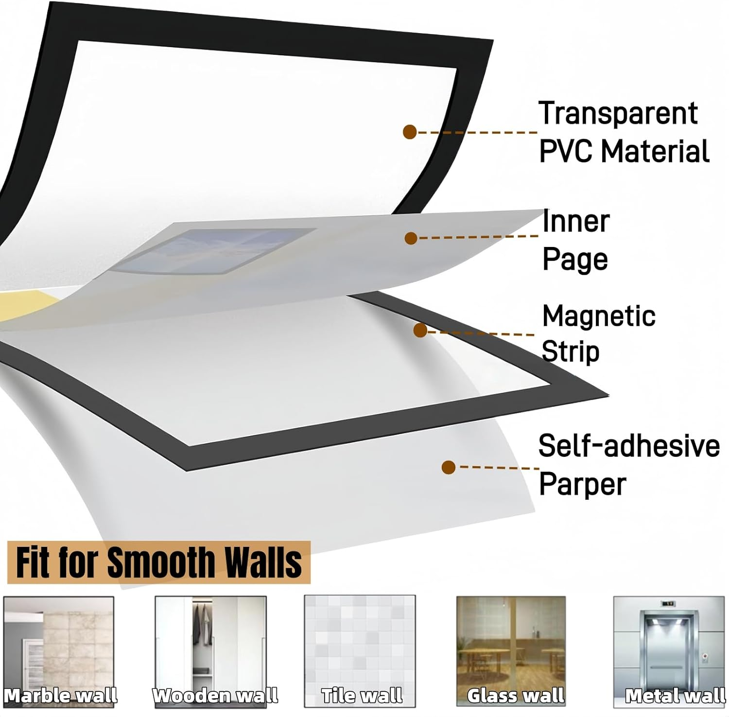 CHDEXU Magnetic Sign Holder A4, 10 Pack Self Adhesive Magnetic Picture Frame, Magnetic Photo Frames for Wall Window Sign Holder, Display Frames for Home Office School image number 3