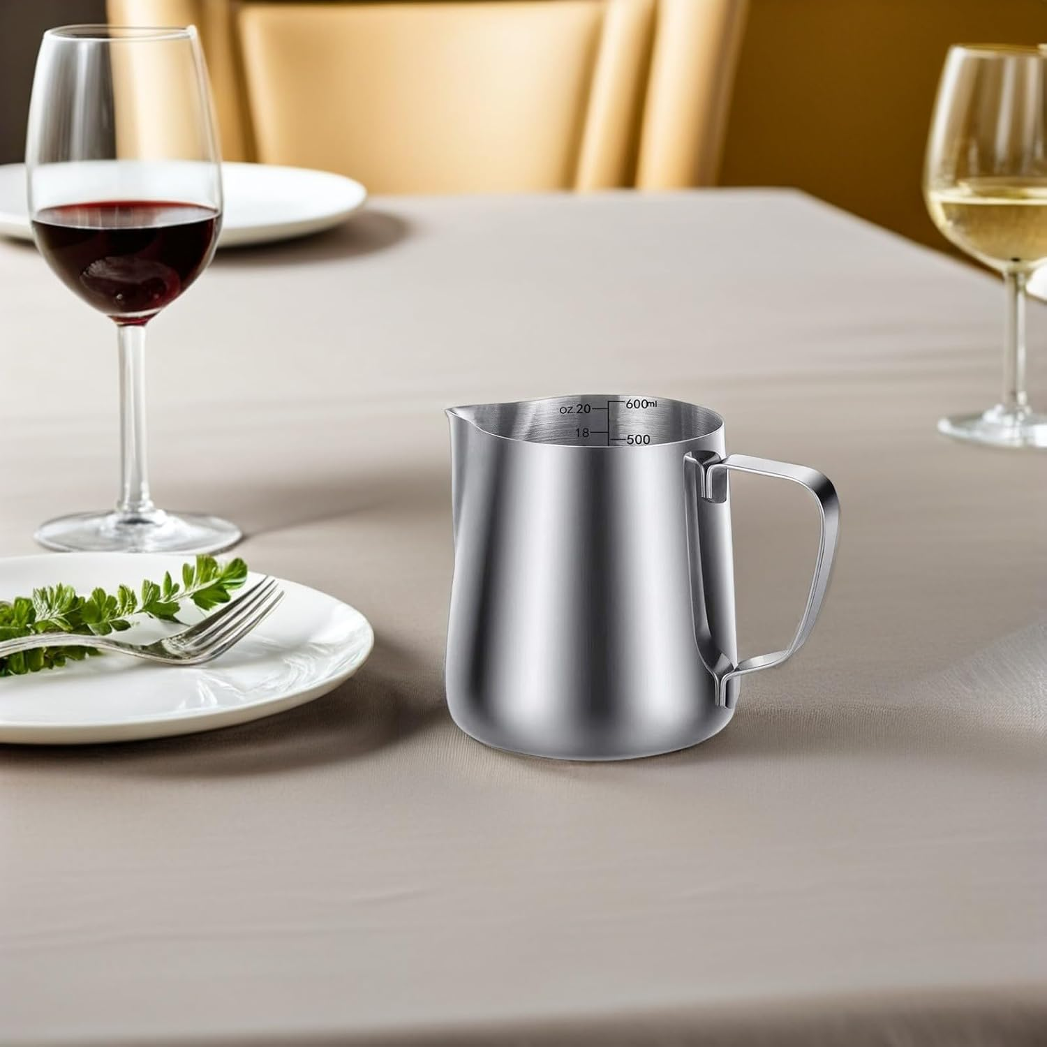 BESPORTBLE Stainless Steel Milk Frother Cup Set 350Ml 600Ml Steaming Pitcher Jug with Latte Pen Coffee Bar Accessories for Cappuccino and Espresso Brewing image number 4