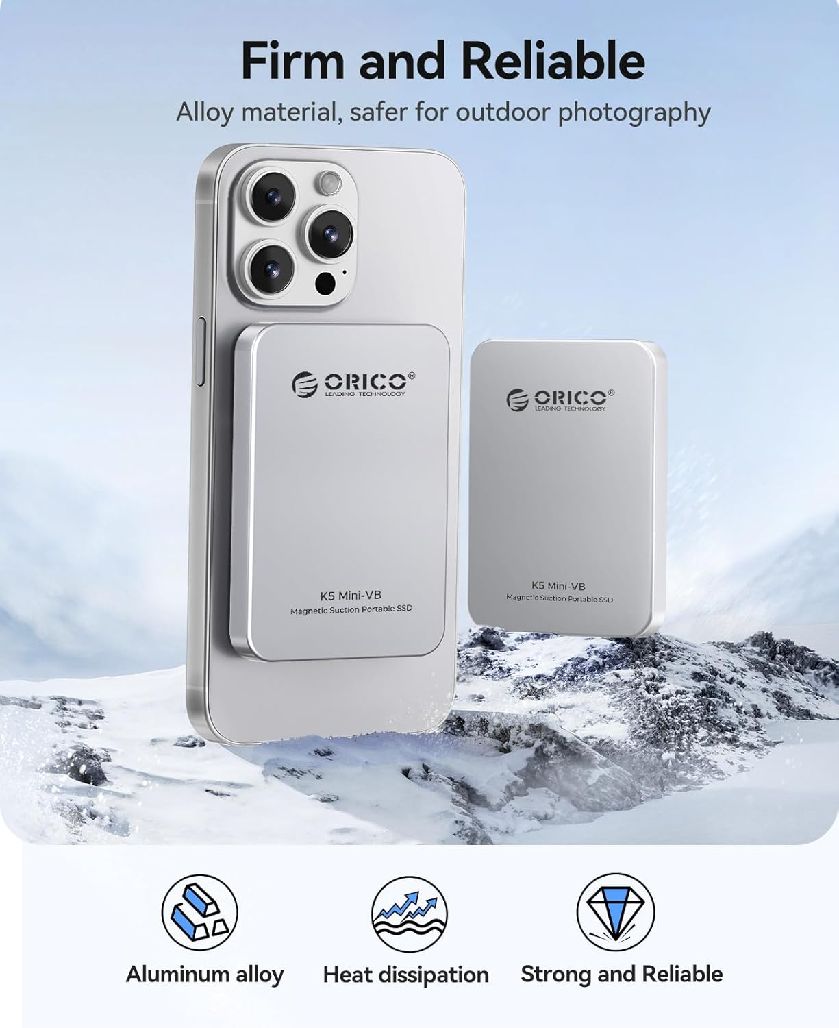 ORICO 512GB External SSD up to 460Mb/S Portable Solid State Drive,Silver-K5Mini image number 1