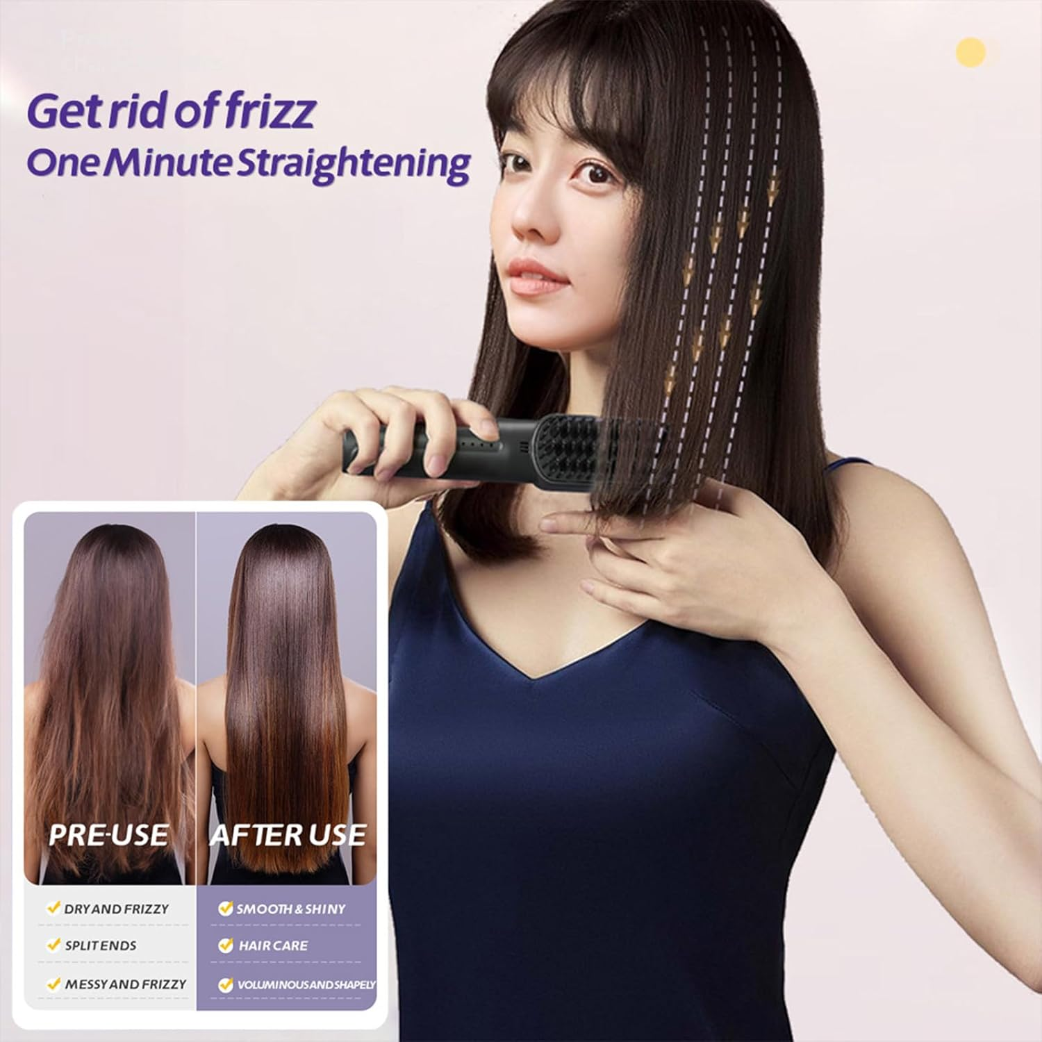 Portable USB Rechargeable Hair Straightener Curl Straight Dual Purpose Hair Straightening Comb image number 2