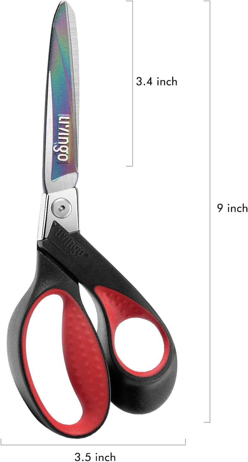 LIVINGO Industrial Scissors Heavy Duty: 9" Professional Multipurpose Shears Sharp Stainless Steel - Forged Titanium Coated Scissors for Fabric Sewing Carpet Craft Workshop Outdoor Home Office image number 6