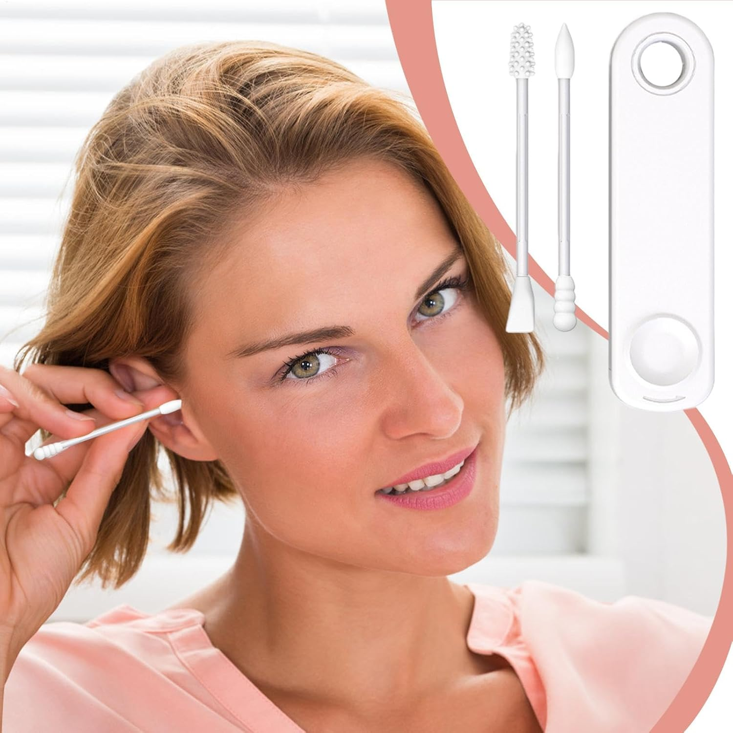 Reusable Ear Swabs - Eco-Friendly Swab, Sustainable Ear Cleaning Buds, Washable Portable Silicone Swab, Sustainable Ear Cleaning Swabs with Travel Case Holder for Makeup Ear Cleaning Beauty image number 1