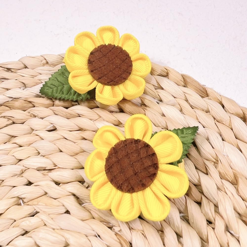 2 Pairs of Sunflower Hair Clips Cute Hair Accessories Flower Hair Barrettes Hairpin Accessories Spring Summer Wedding Birthday Decor (MC3412, 5 * 3.5CM) image number 4