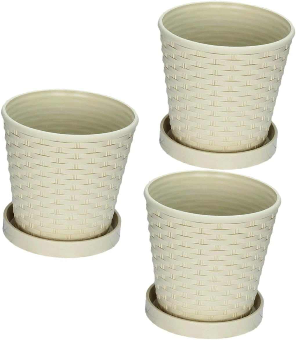 3Sets Resin Flower Pots for Garden Decoration Simple Design Resin Plant Pots for Succulents Indoor Outdoor Use