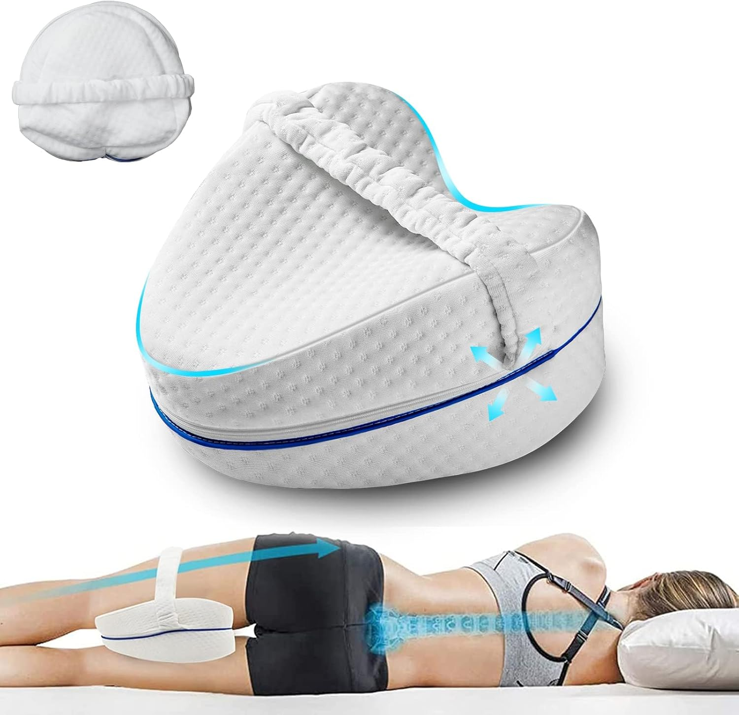 Memory Foam Knee Pillow: Ergonomic Design for Side Sleepers, Relieves Pain & Improves Sleep image number 2