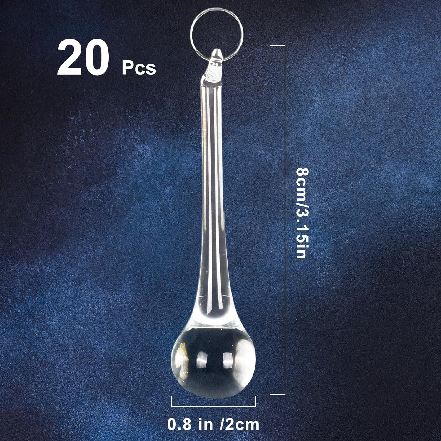 Whaline 20Pcs Christmas Crystal Ornaments 3 Inch Clear Teardrop Chandelier Decor Glass Hanging Ornaments for Xmas Tree Party Home Decor image number 4