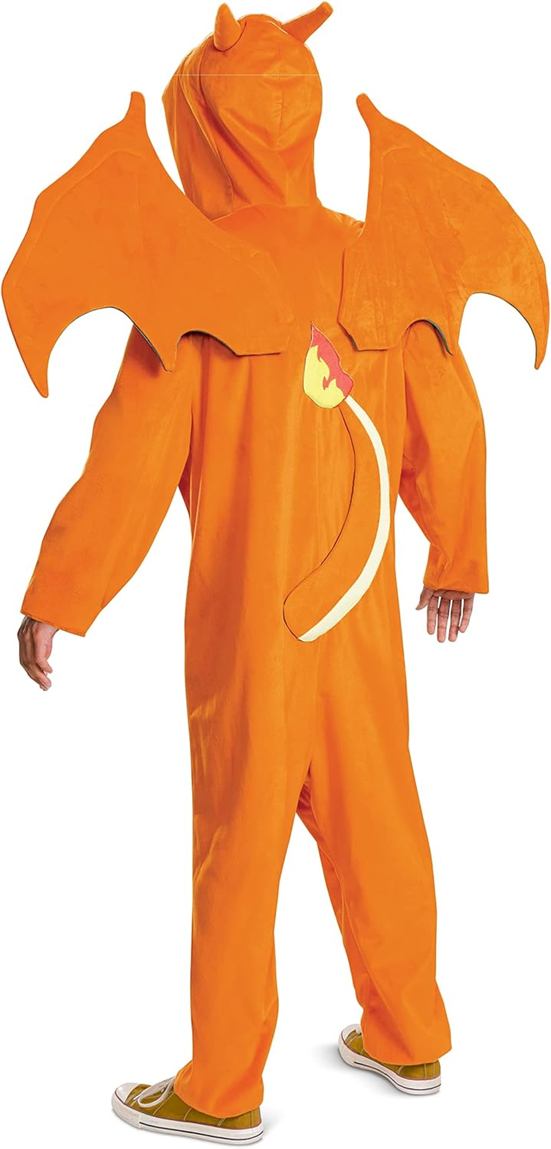 Disguise Unisex-Adult Charizard Costume for Adults, Deluxe Official Pokemon Halloween Costume with Hood and Wings, as Shown, Medium (38-40) image number 4